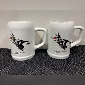 Set Of 2 Canada Loon Gold Rim Algonquin Park Canada Souvenir Mugs